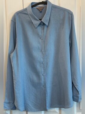 Ted Baker Linen Blend Button Down Shirt Light Blue L EUC
